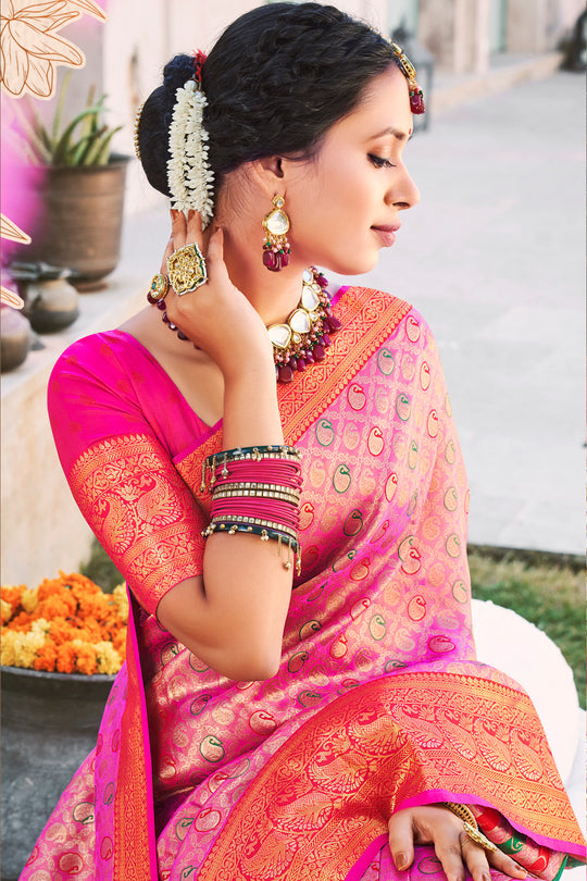 Taffy Pink Kanjivaram Saree