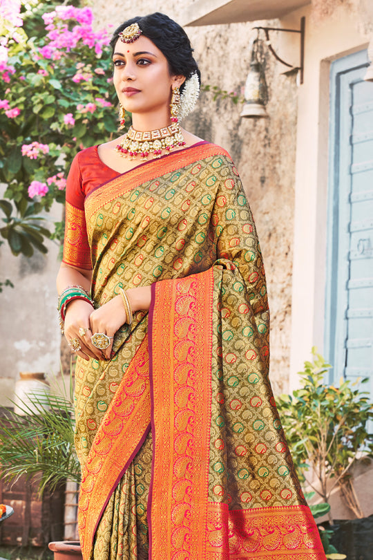Heena Green Kanjivaram Saree