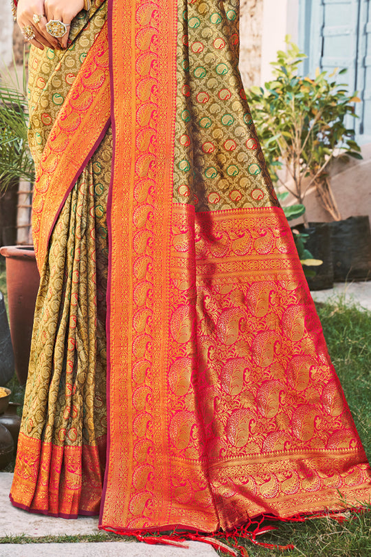 Heena Green Kanjivaram Saree