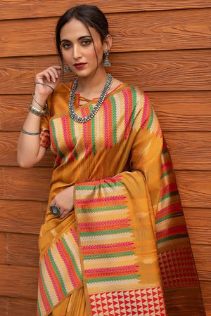 Golden Yellow Tussar Saree