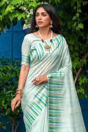 Pistachio Green Tussar Saree