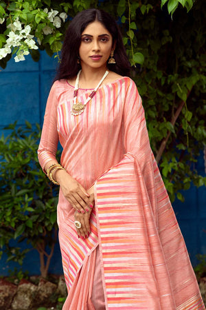 Salmon Pink Tussar Saree