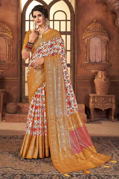 yellow Tussar saree