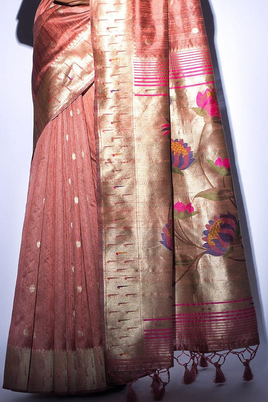 Tussar Saree Copper Pink Tussar Saree saree online