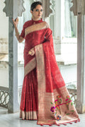 Tussar Saree Crimson Red Tussar Saree saree online