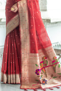 Tussar Saree Crimson Red Tussar Saree saree online