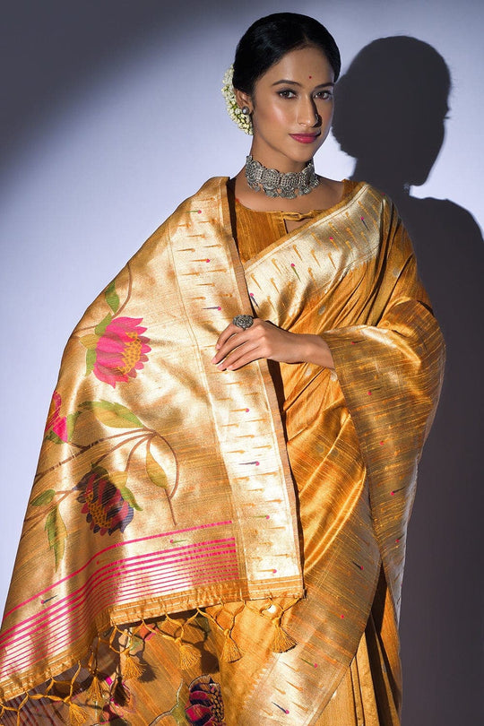Tussar Saree Dandelion Yellow Tussar Saree saree online
