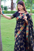 Tussar Silk Saree Dark Black Tussar Silk Saree saree online