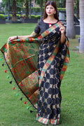 Tussar Saree Dark Black Tussar Saree saree online