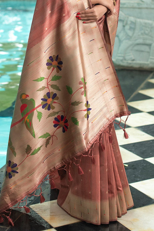Tussar Silk Saree Dusky Pink Tussar Silk Saree saree online