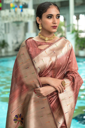 Tussar Silk Saree Dusky Pink Tussar Silk Saree saree online