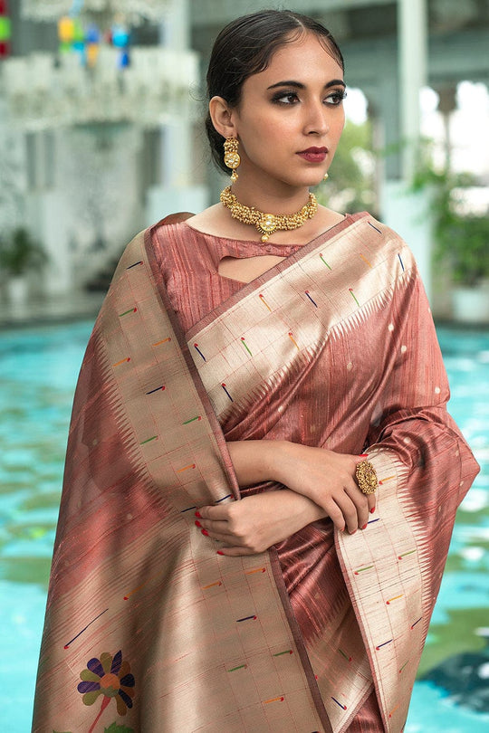 Tussar Silk Saree Dusky Pink Tussar Silk Saree saree online
