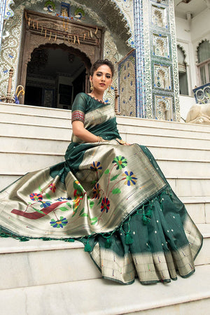 Tussar Saree Fern Green Tussar Saree saree online