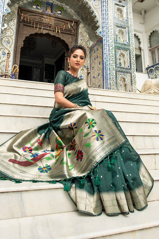 Tussar Saree Fern Green Tussar Saree saree online