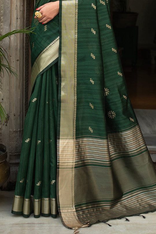 Tussar Saree Forest Green Tussar Saree saree online