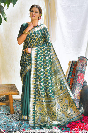 Jade Green Tussar Saree