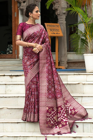 Magenta Purple Tussar Saree
