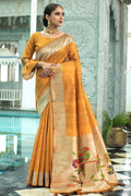 Tussar Saree Marigold Yellow Tussar Saree saree online