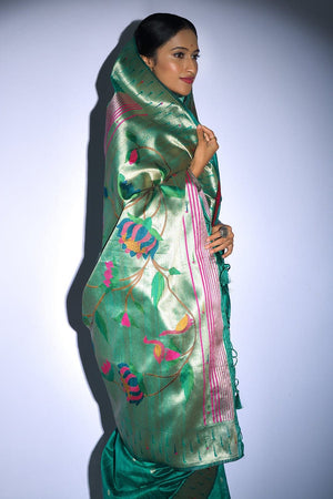 Tussar Silk Saree Mineral Turquoise Blue Tussar Silk Saree saree online