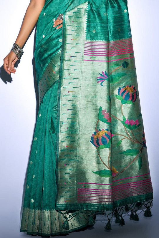 Tussar Silk Saree Mineral Turquoise Blue Tussar Silk Saree saree online