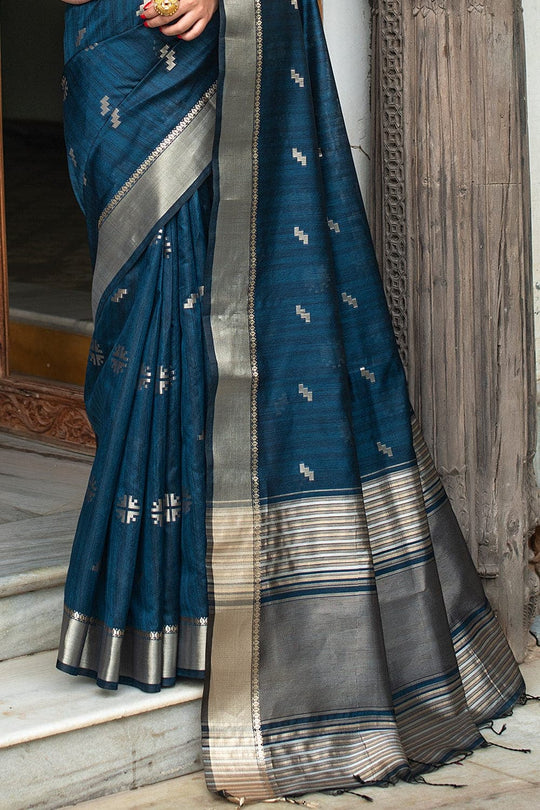 Tussar Saree Navy Blue Tussar Saree saree online