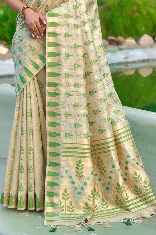 Tussar Saree Pearlescent Beige Tussar Saree saree online