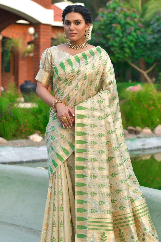 Tussar Saree Pearlescent Beige Tussar Saree saree online