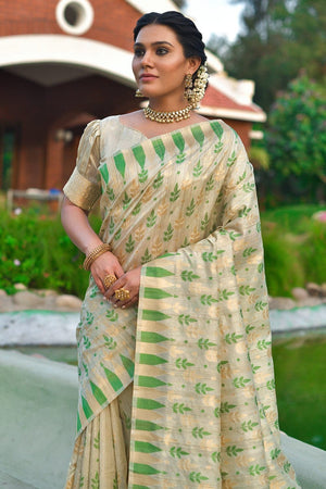 Tussar Saree Pearlescent Beige Tussar Saree saree online