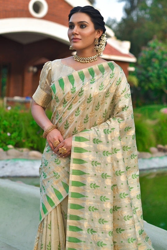 Tussar Saree Pearlescent Beige Tussar Saree saree online