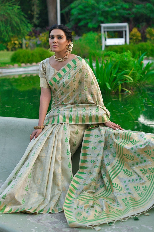 Tussar Saree Pearlescent Beige Tussar Saree saree online