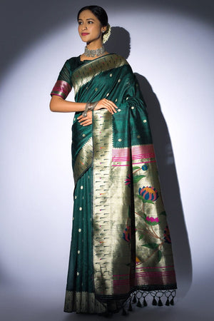 Pine Green Tussar Saree
