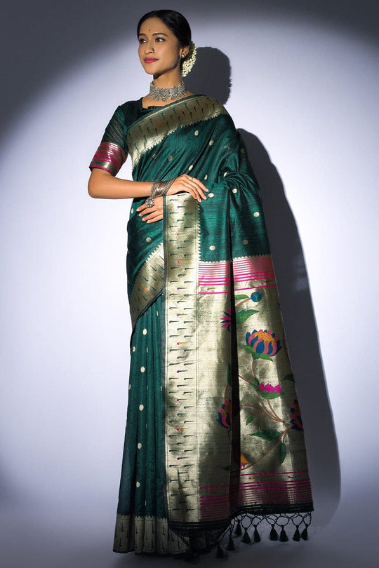 Tussar Saree Pine Green Tussar Saree saree online