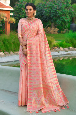 Taffy Pink Tussar Saree