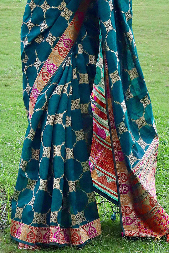 Tussar Saree Teal Green Tussar Saree saree online