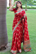 Tussar Saree Vibrant Red Tussar Saree saree online