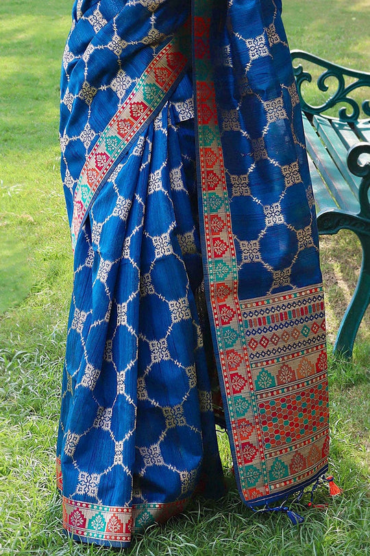 Tussar Saree Vivid Blue Tussar Saree saree online