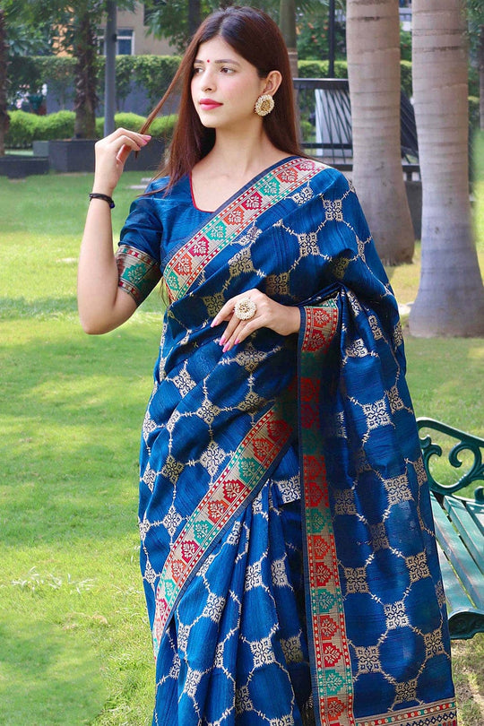 Tussar Saree Vivid Blue Tussar Saree saree online