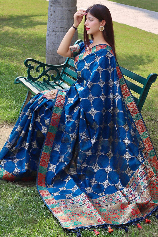 Tussar Saree Vivid Blue Tussar Saree saree online