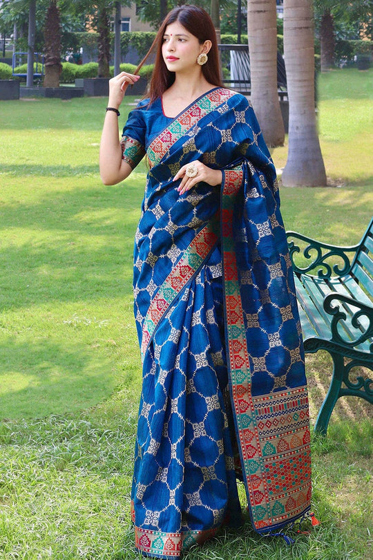 Tussar Saree Vivid Blue Tussar Saree saree online