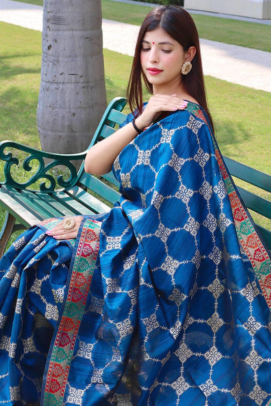 Tussar Saree Vivid Blue Tussar Saree saree online