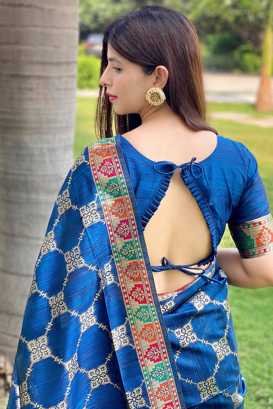 Tussar Saree Vivid Blue Tussar Saree saree online