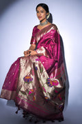 Tussar Silk Saree Wine Purple Tussar Silk Saree saree online