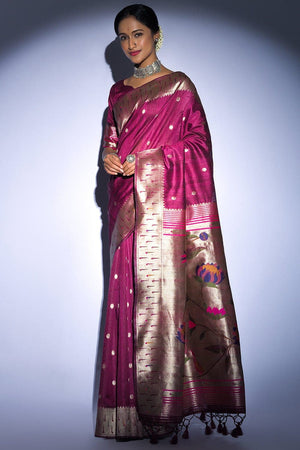 Wine Purple Tussar Saree