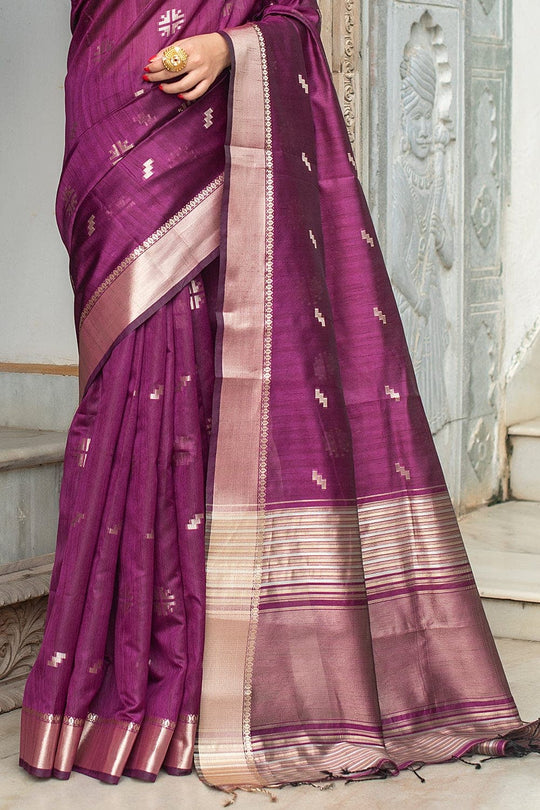 Tussar Saree Wine Purple Tussar Saree saree online