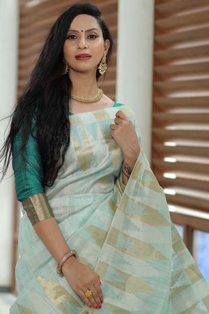 Sea Green Tussar Saree