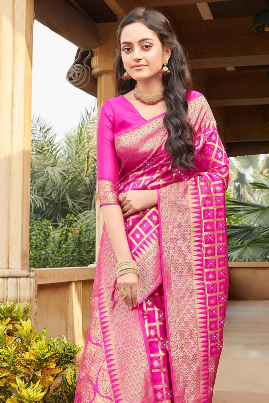 pink uppada saree