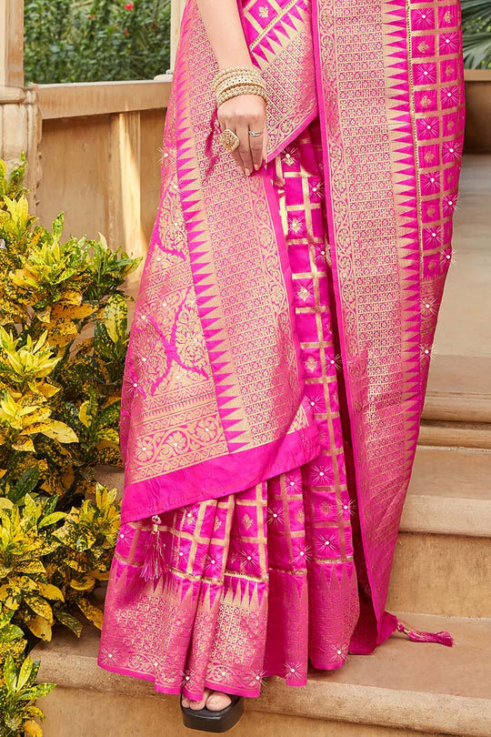 pink uppada saree