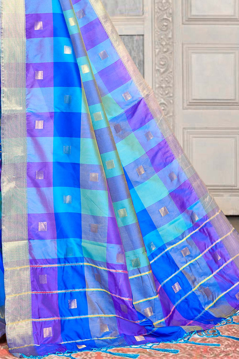 Buy Blue Multicolour Uppada Saree online-Karagiri