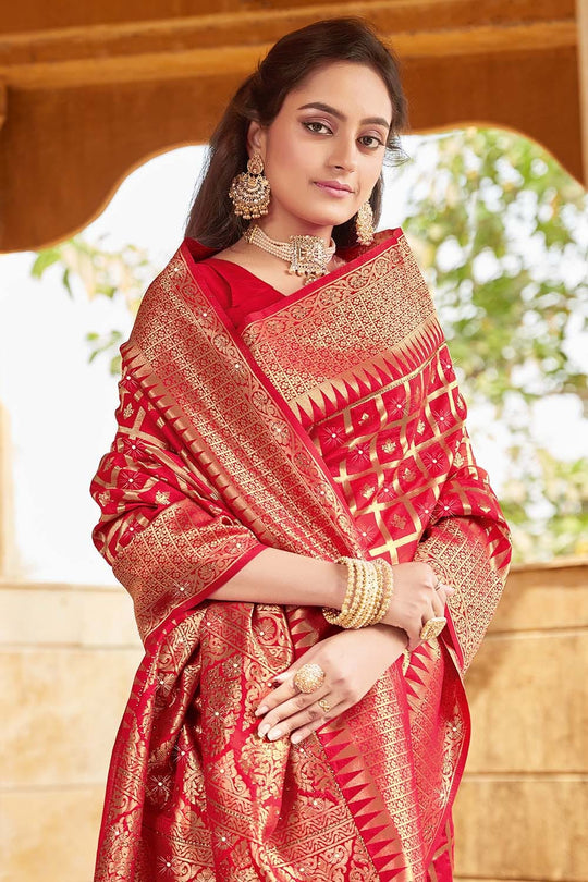 red uppada silk saree