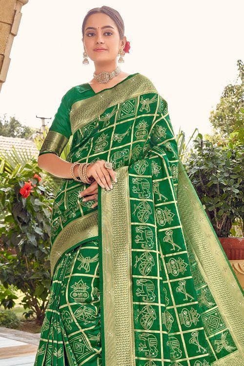 green silk saree
